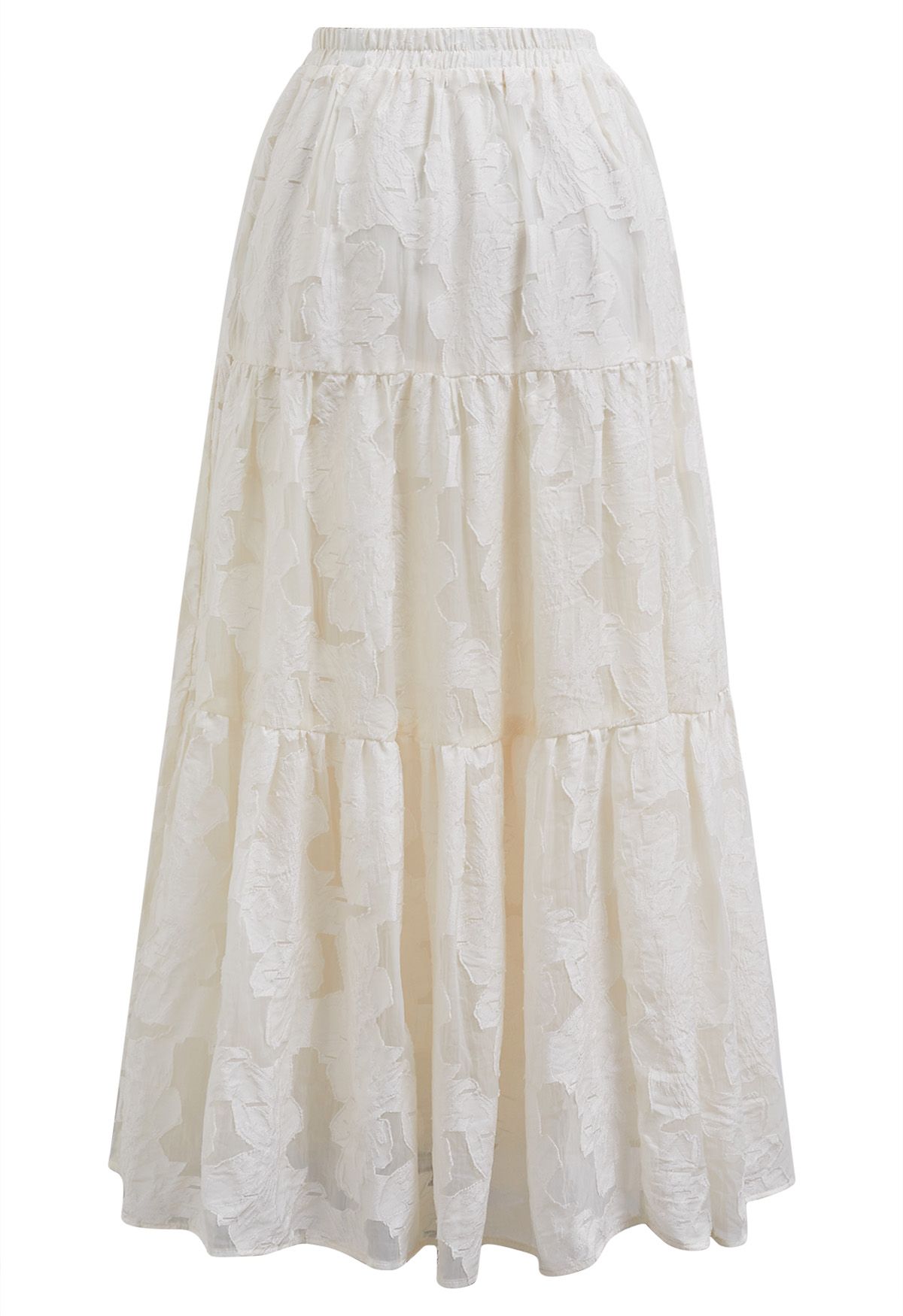 Make Your Day Floral Jacquard Maxi Skirt in Cream