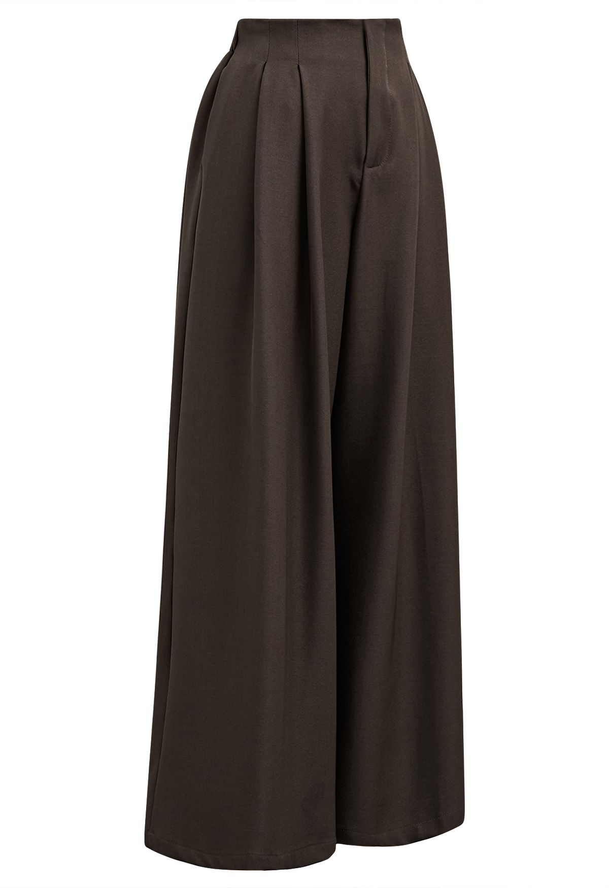 Allure in Motion Elastic Waist Pleats Palazzo Pants in Brown