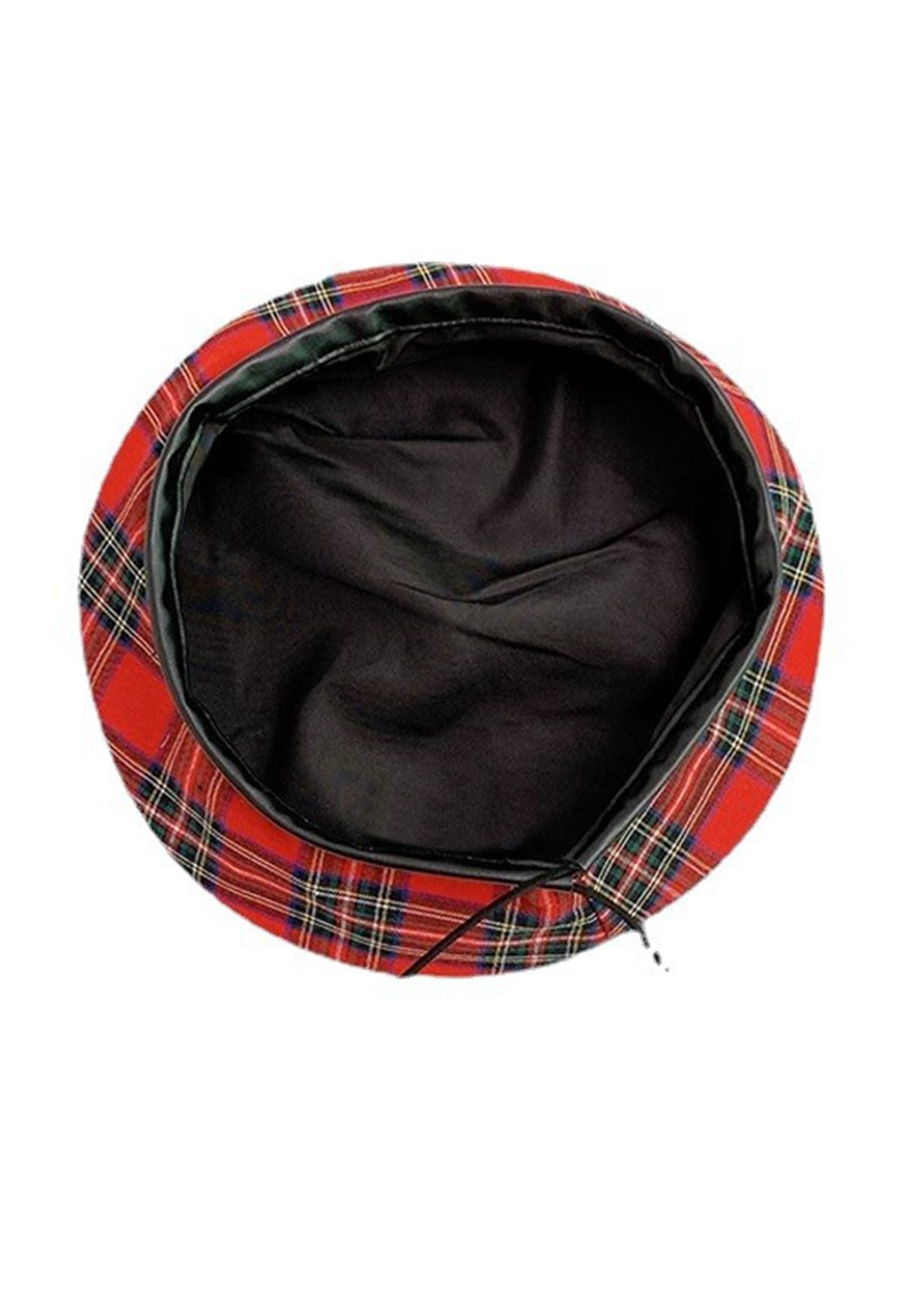 British Style Plaid Beret in Red