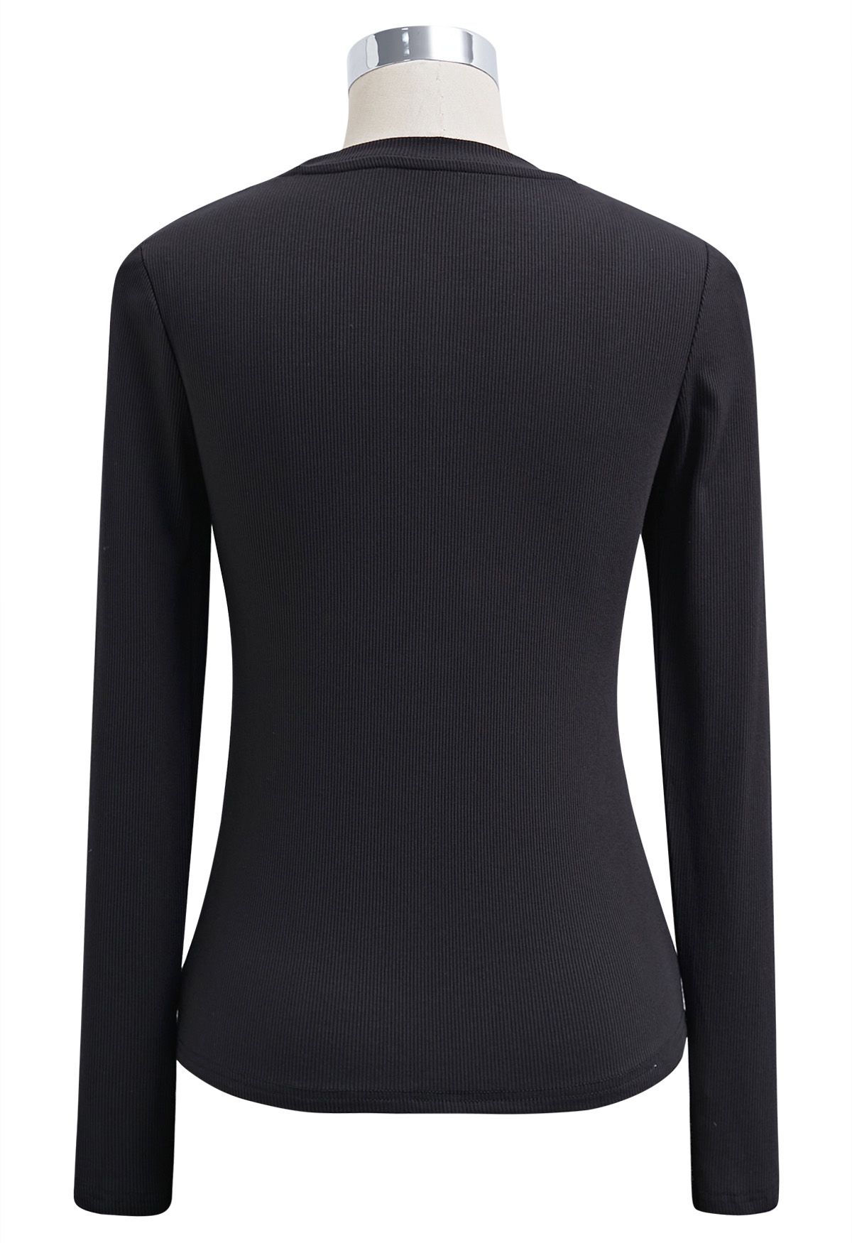 Mesh Panelled Shoulder Long-Sleeve Top