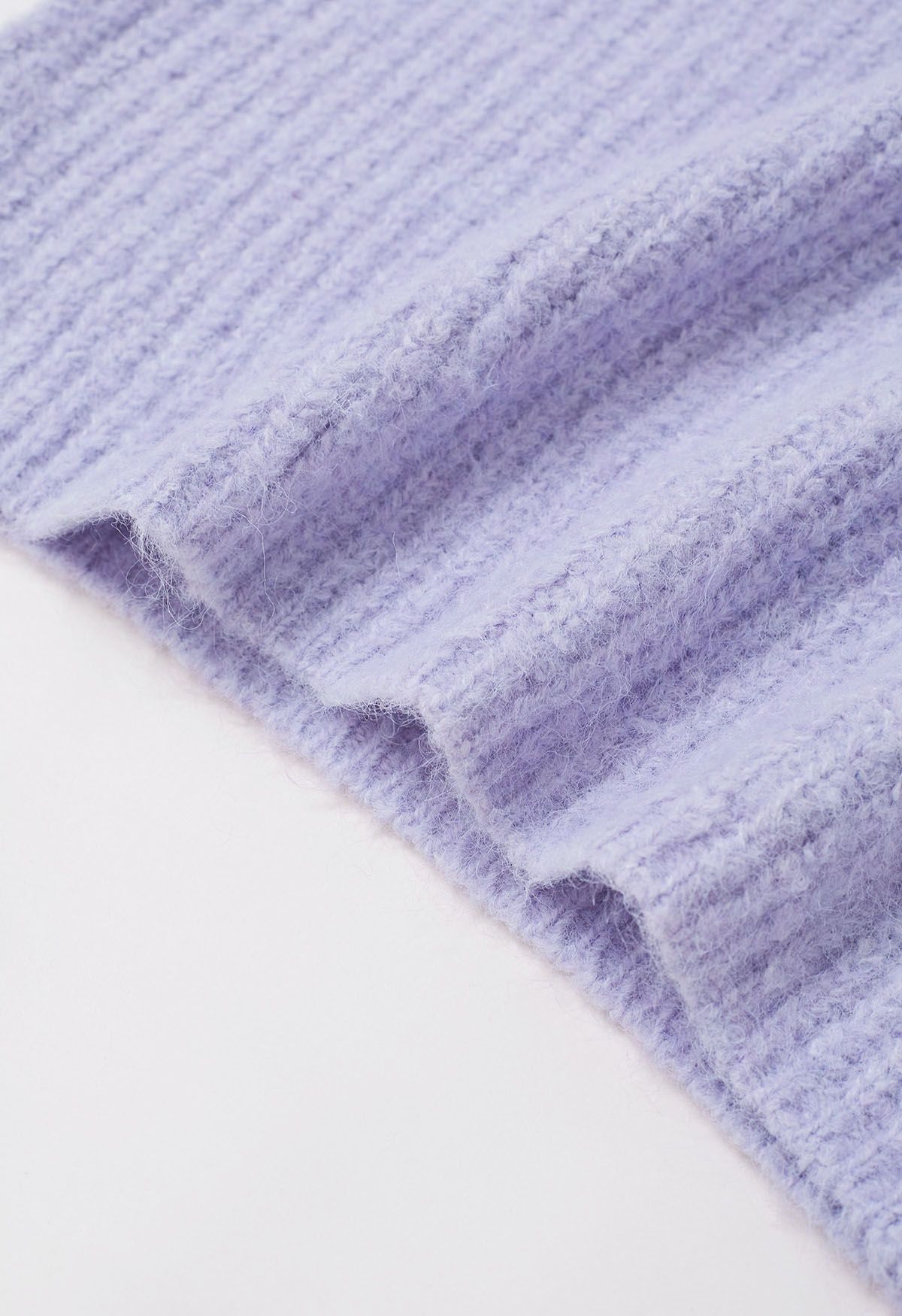 Solid Color Rib Knit Sweater in Lavender