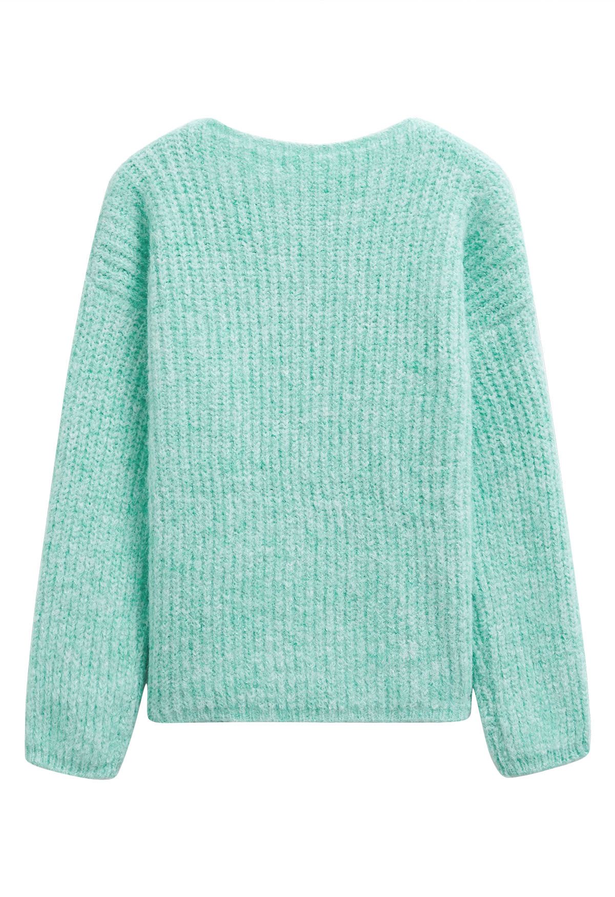 Mint green knit sweater hotsell