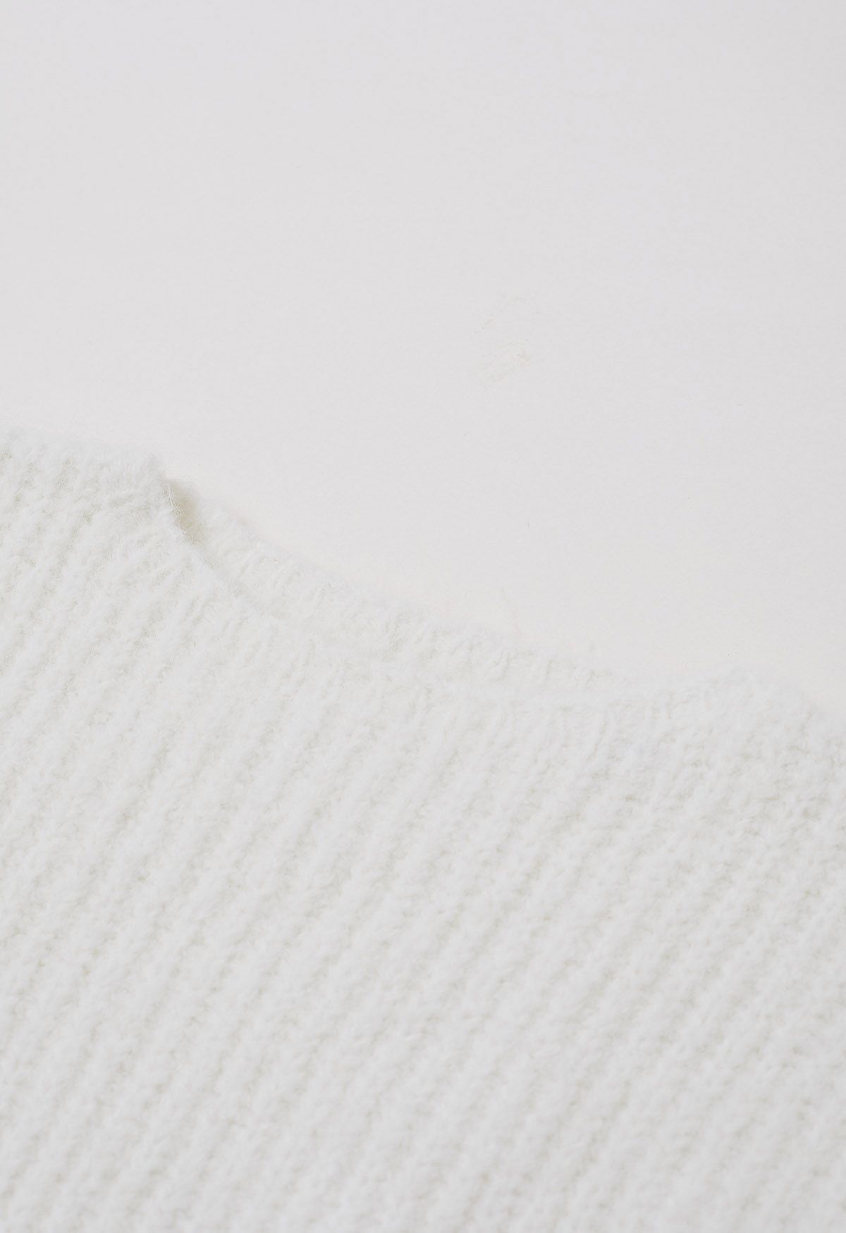 Solid Color Rib Knit Sweater in Ivory