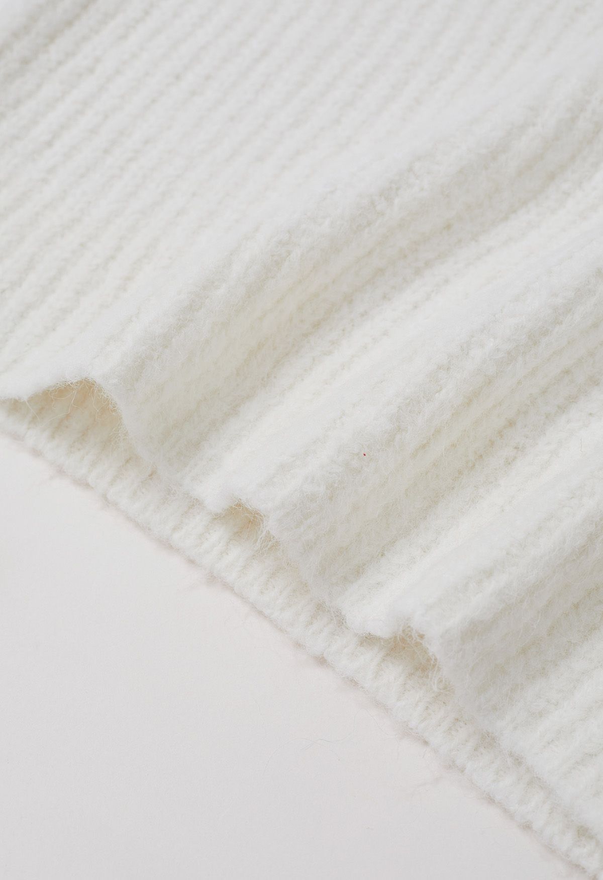 Solid Color Rib Knit Sweater in Ivory