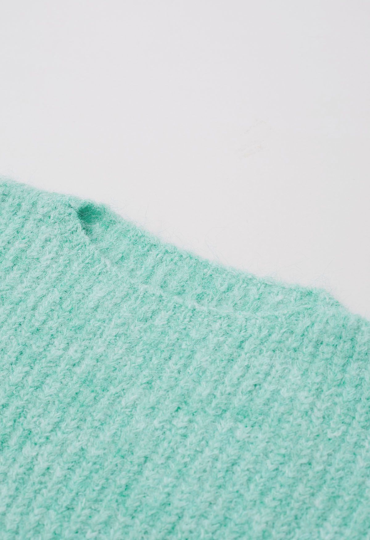 Solid Color Rib Knit Sweater in Mint