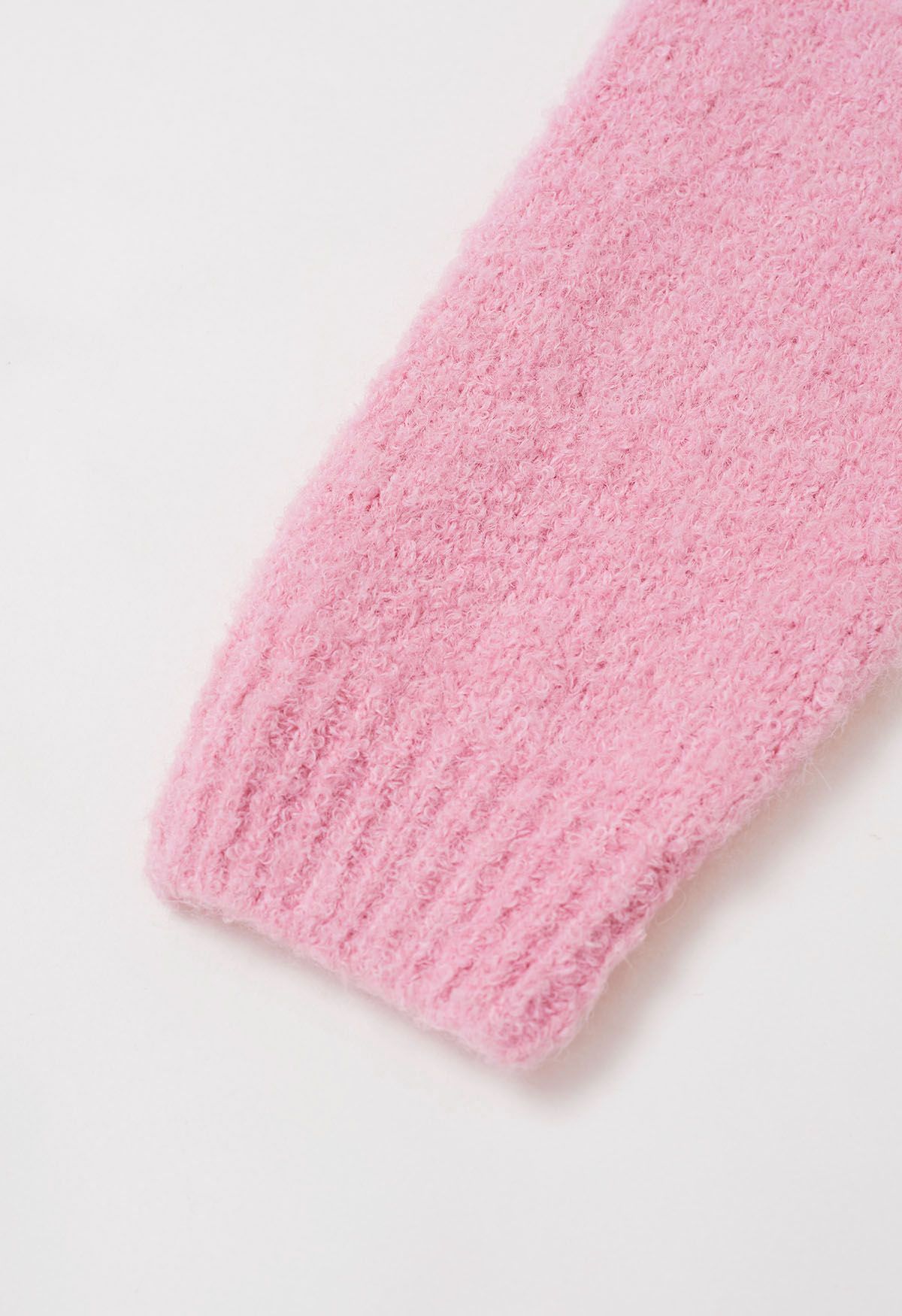 Ribbed Fuzzy Soft Knit Sweater in Pink