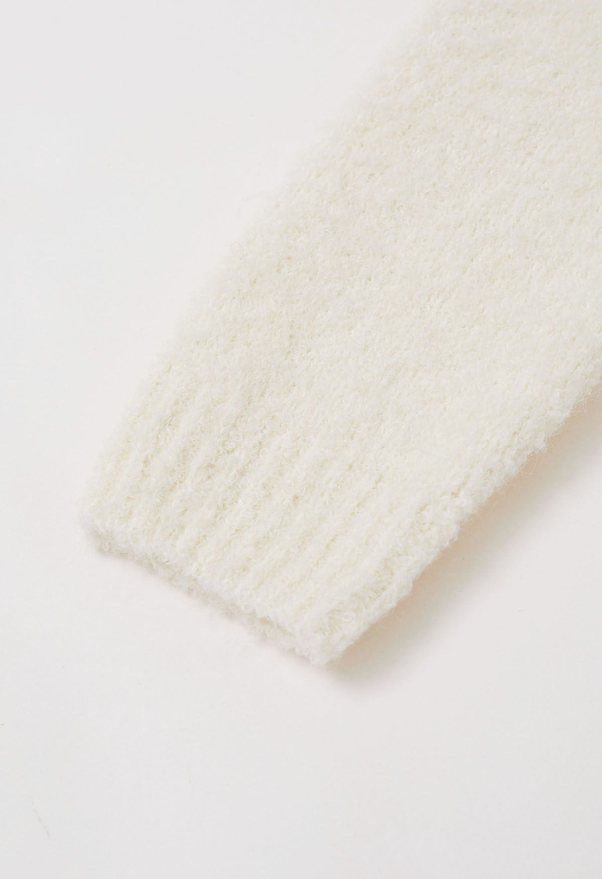 Ribbed Fuzzy Soft Knit Sweater in Cream