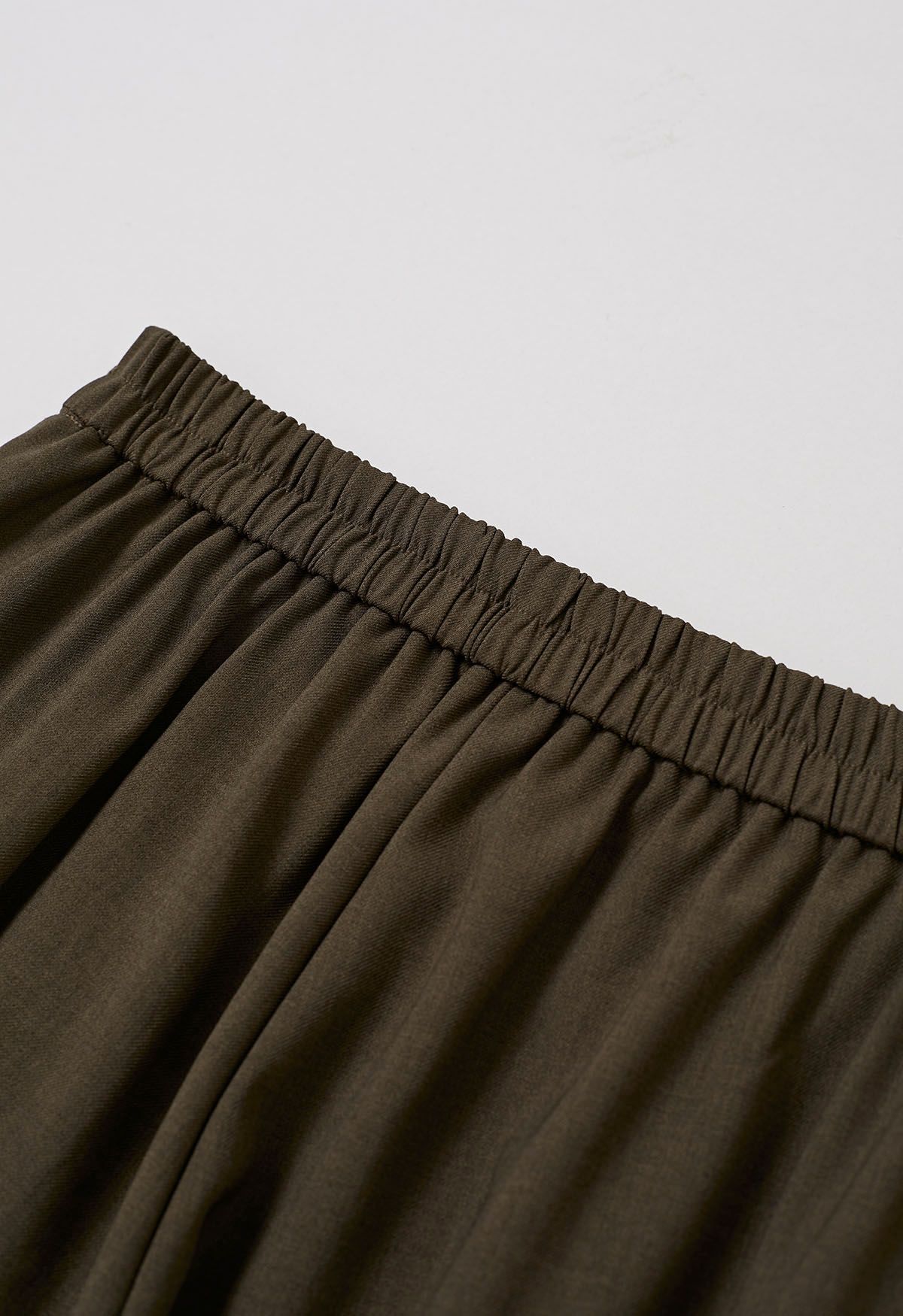 Effortless Polished Buttoned Pleats Palazzo Pants in Brown