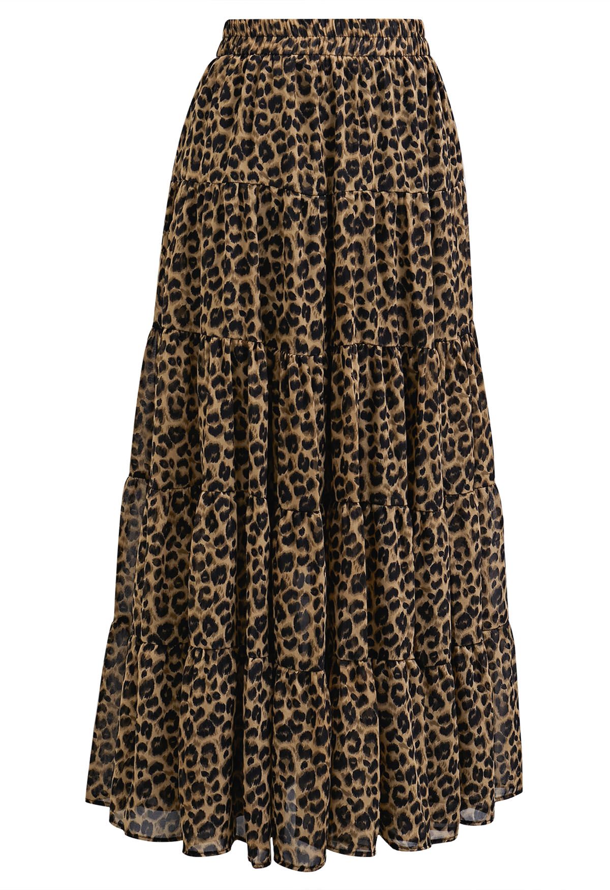 Wild Side Animal Print Chiffon Midi Skirt Retro Indie and Unique Fashion