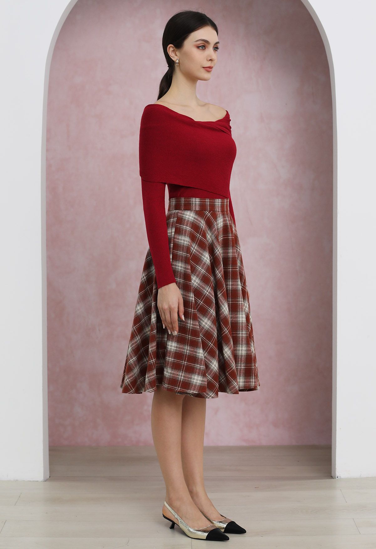 Timeless Tales Plaid Flare Skirt