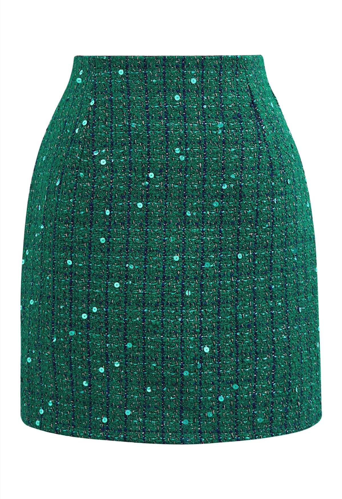 Green tweed mini skirt best sale