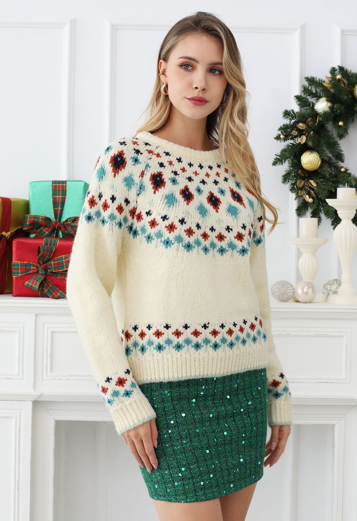 Cream fair isle sweater hotsell