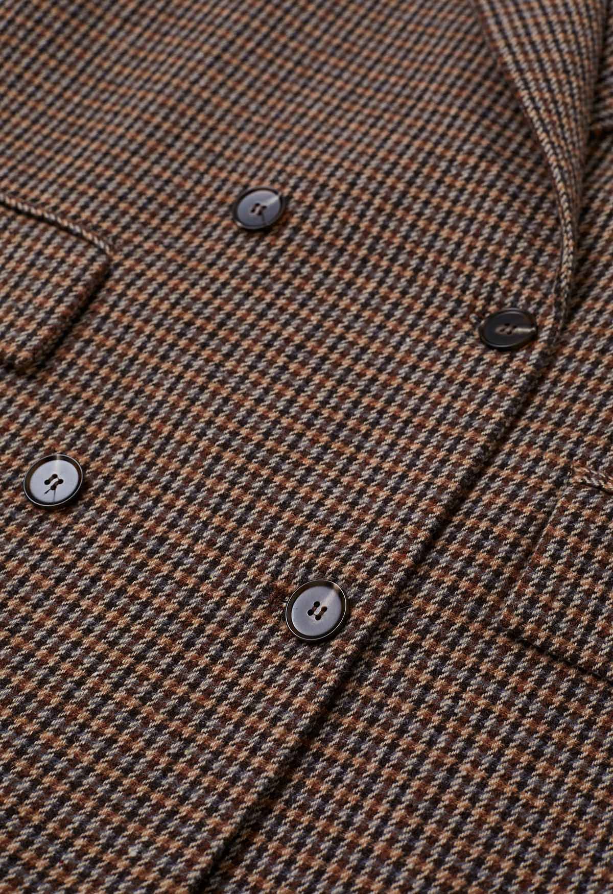 Refined Houndstooth Double-Breasted Wool-Blend Blazer