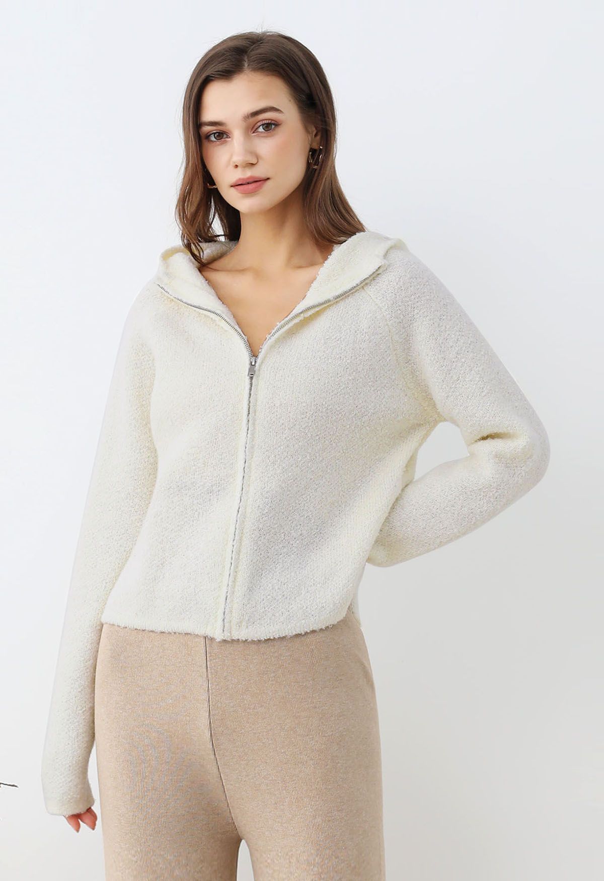 Hooded zip up cardigan sale