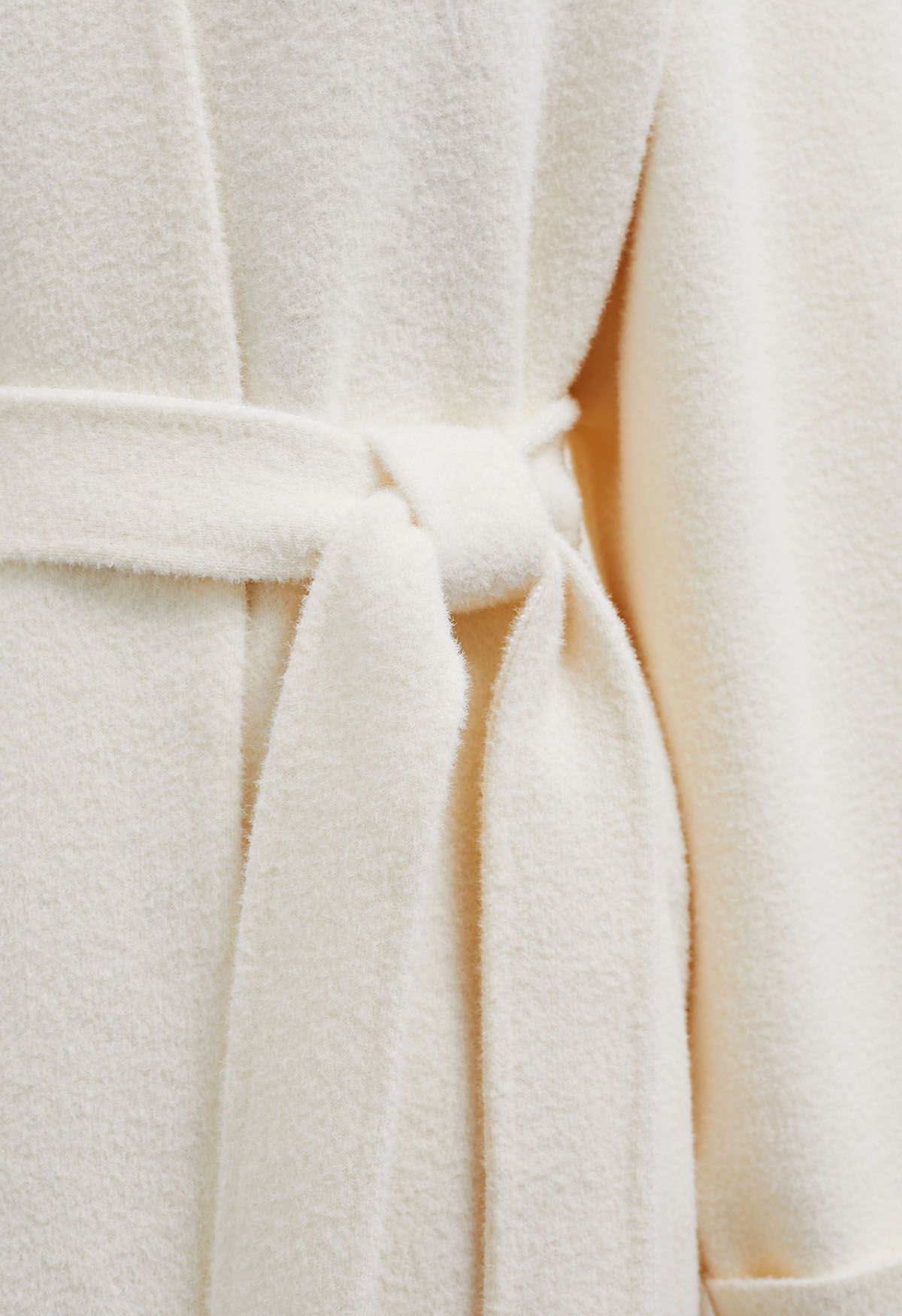 Tender Touch Belted Hooded Knit Coat in Ivory