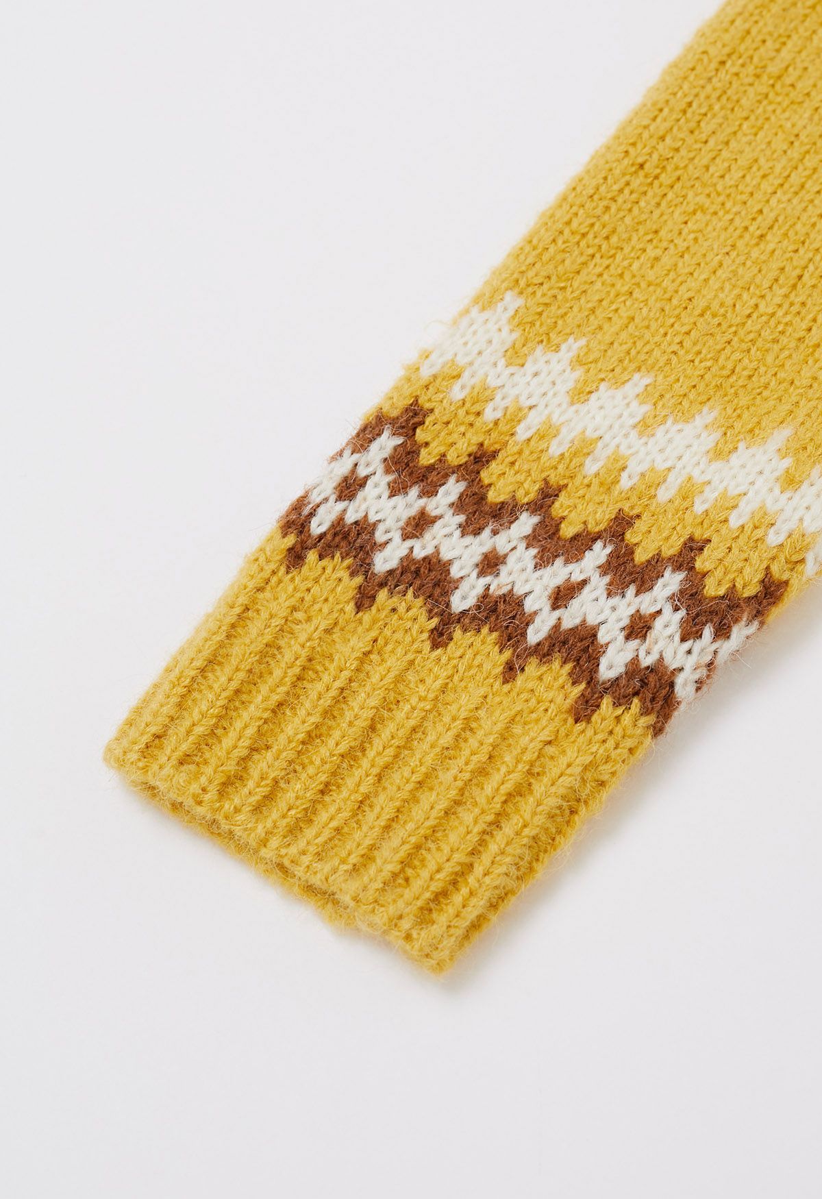 Playful Waterdrop Fair Isle Knit Sweater in Yellow