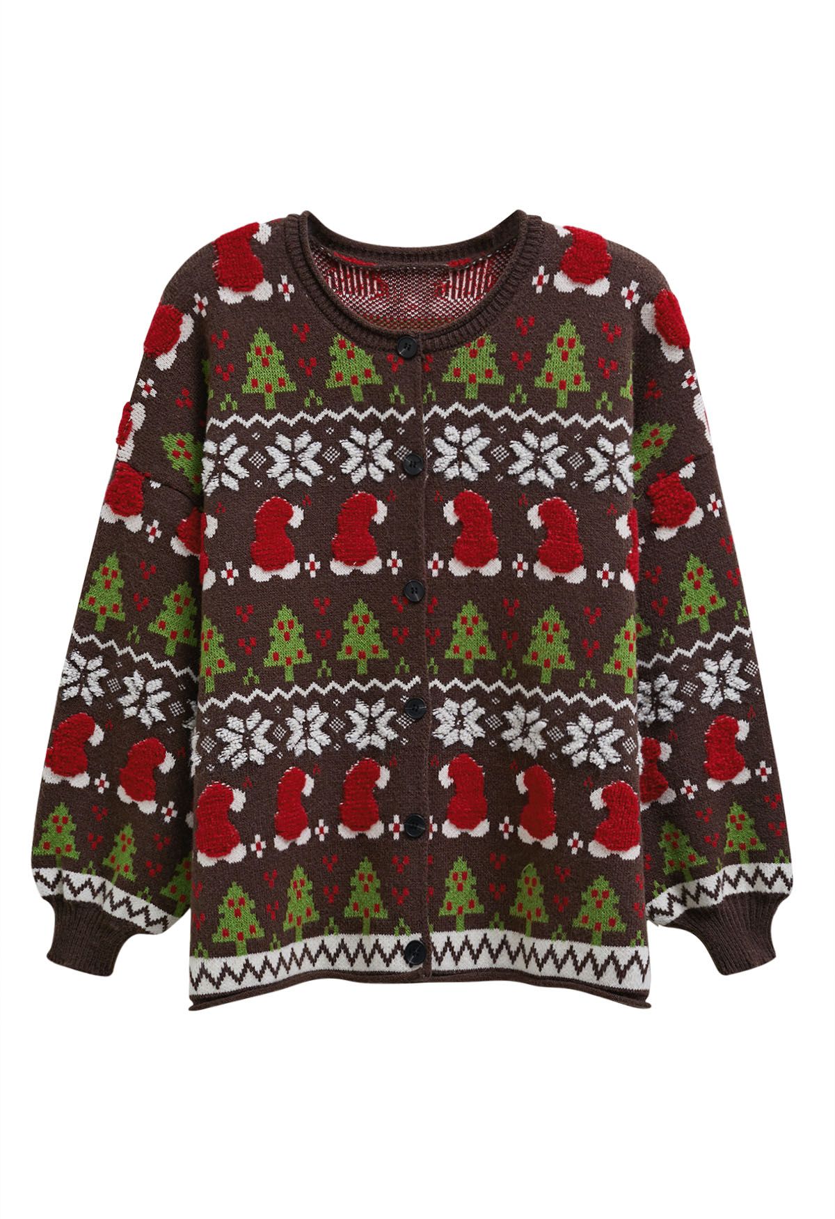 Adorable Christmas Oversized Knit Cardigan in Brown