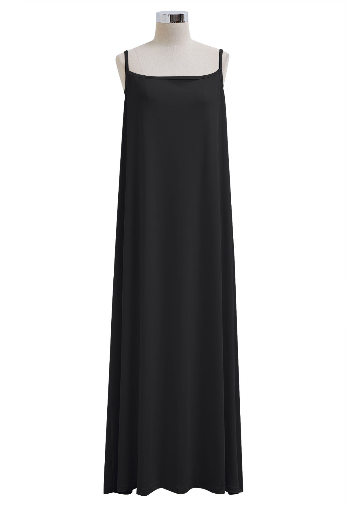 Glittery Mesh Maxi Cape Dress in Black