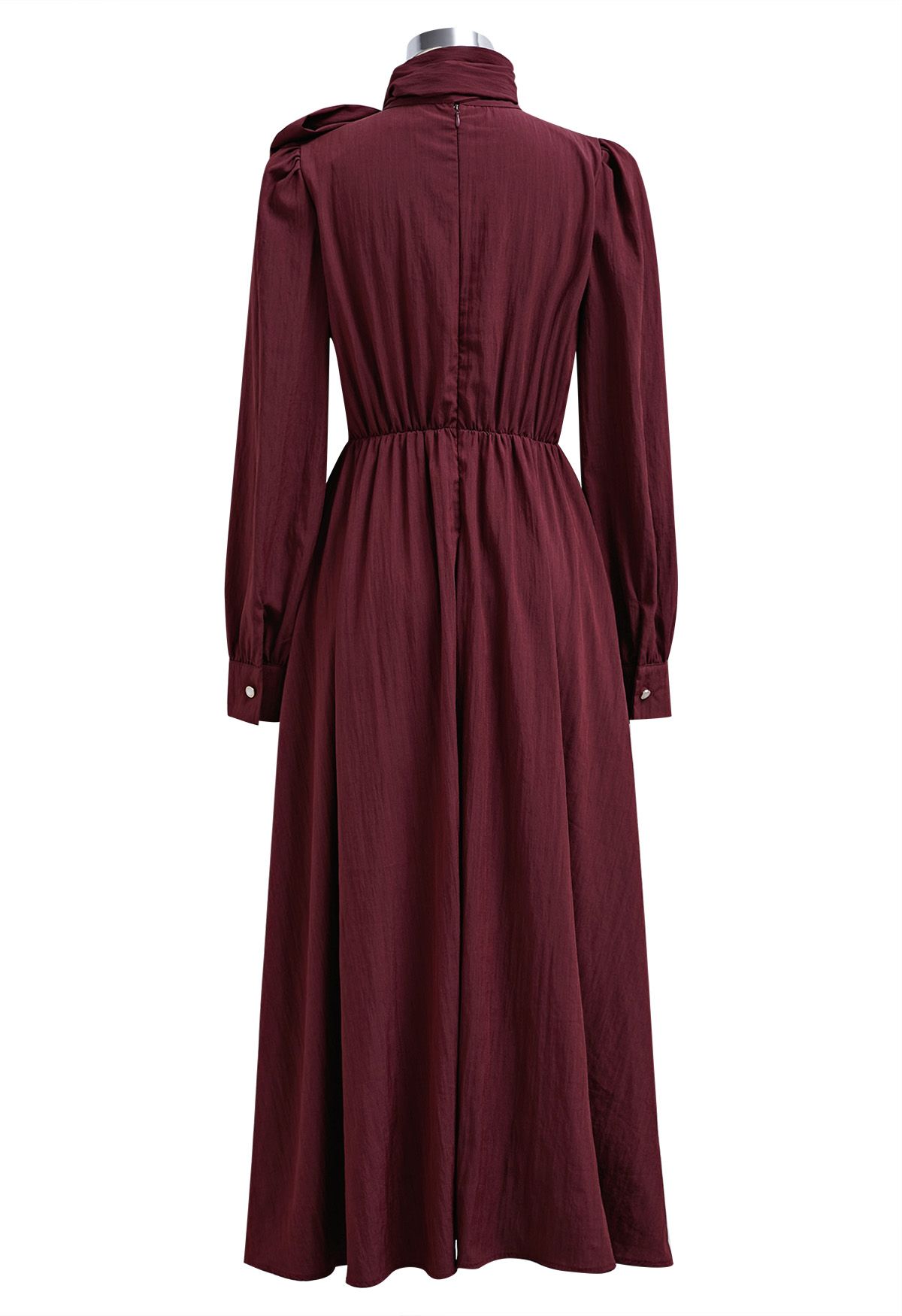 Stunning Bowknot Cutout Midi Dress in Burgundy