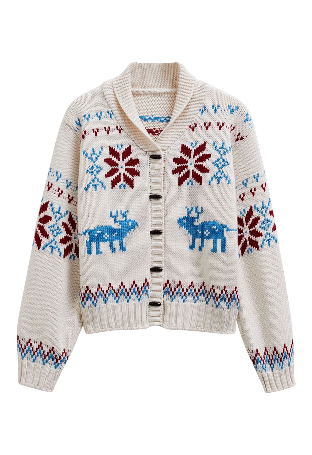 Lucky Elk Fair Isle Button Knit Cardigan