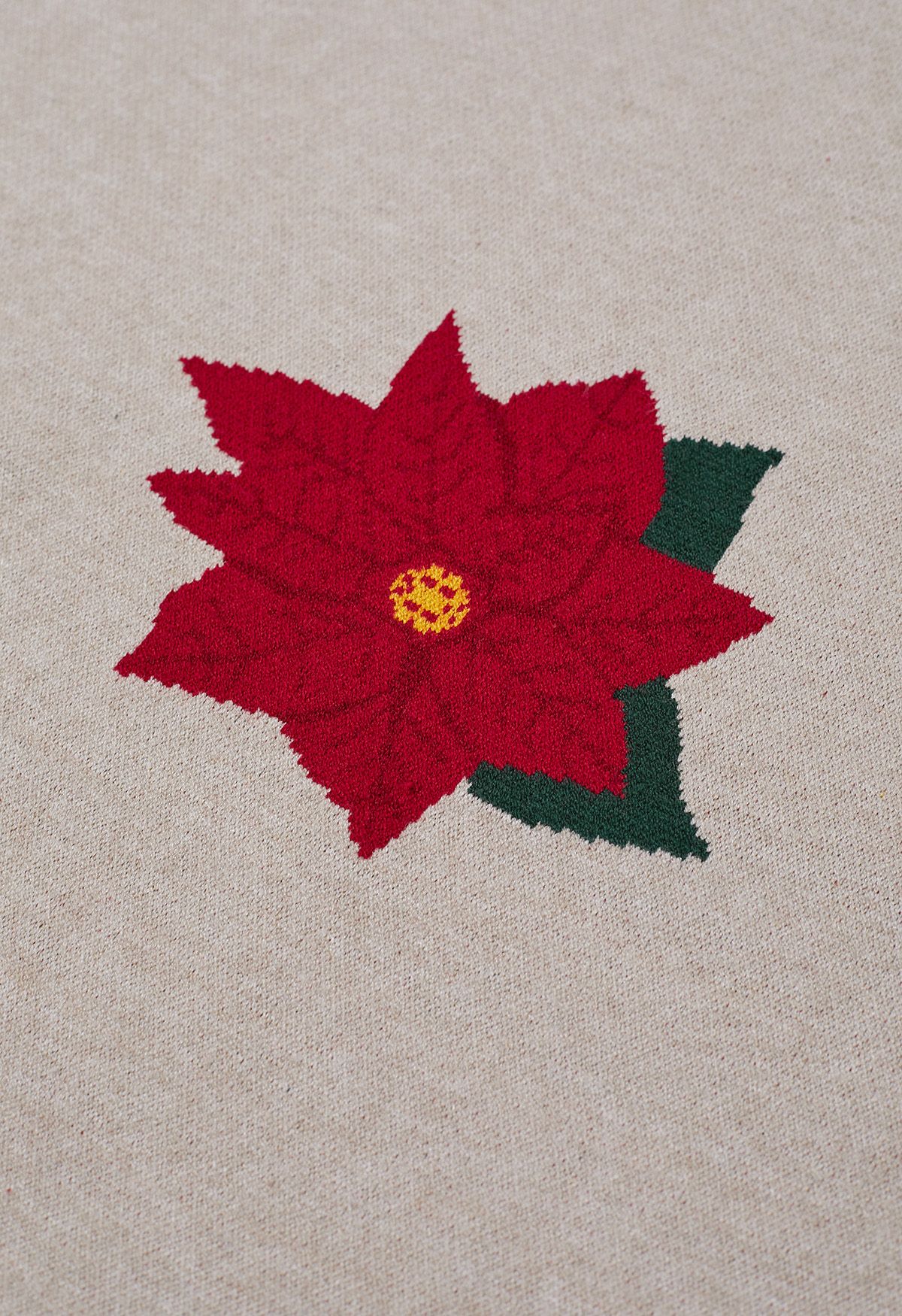 Christmas Poinsettia Mock Neck Oversized Knit Sweater