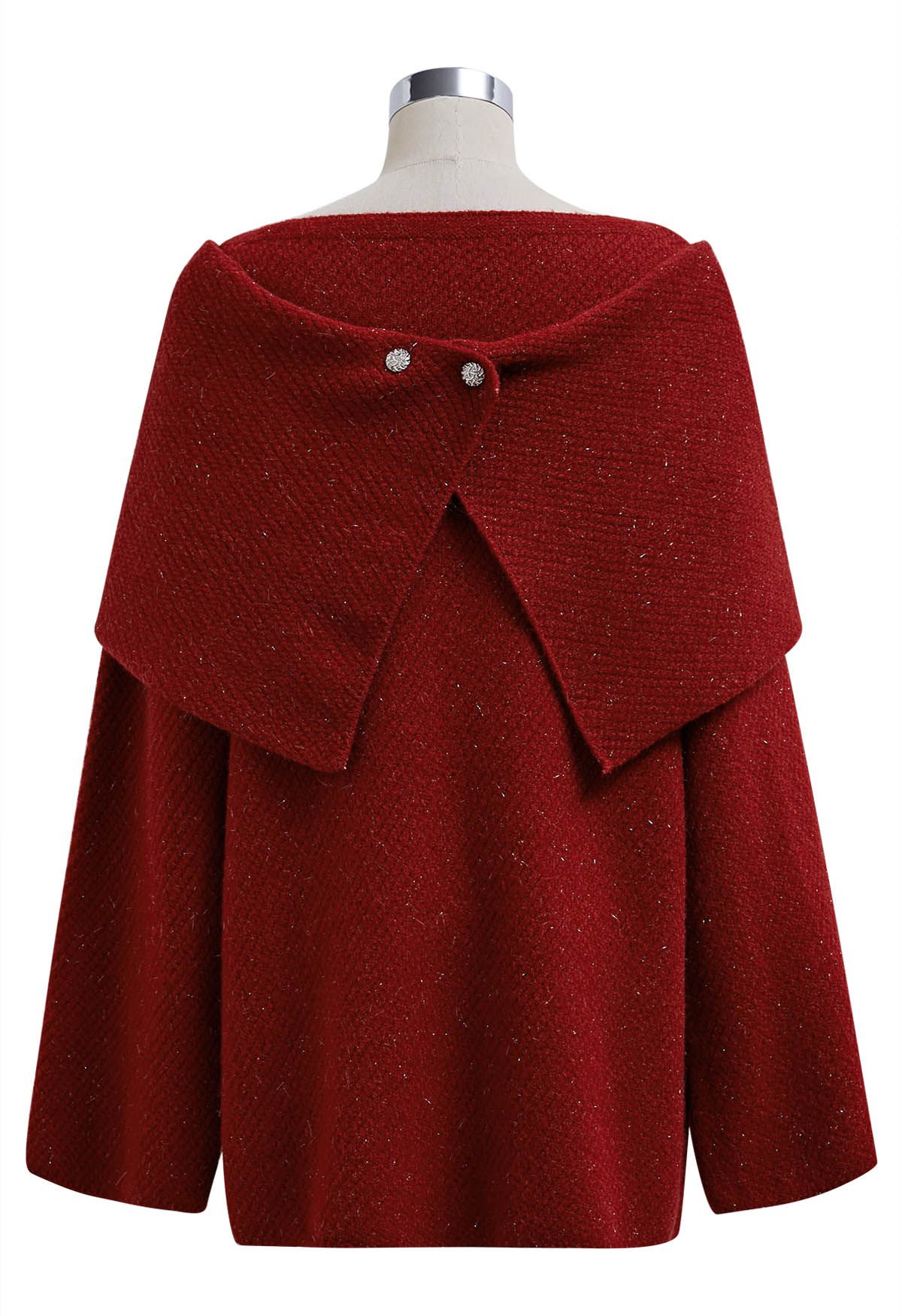 Bowknot 2 Pieces Metallic Mix Knit Sweater Dress in Red