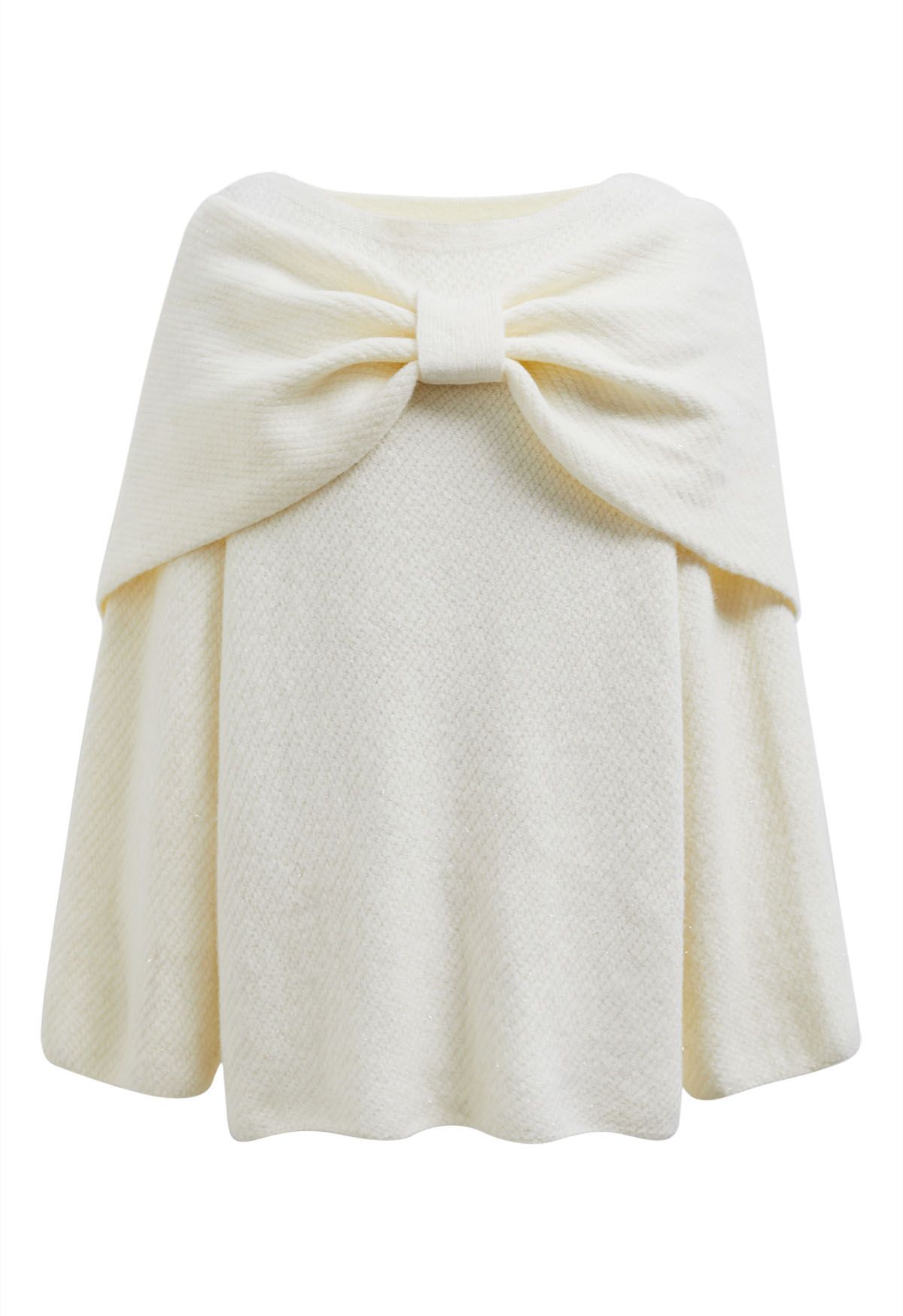 Bowknot 2 Pieces Metallic Mix Knit Sweater Dress in Cream