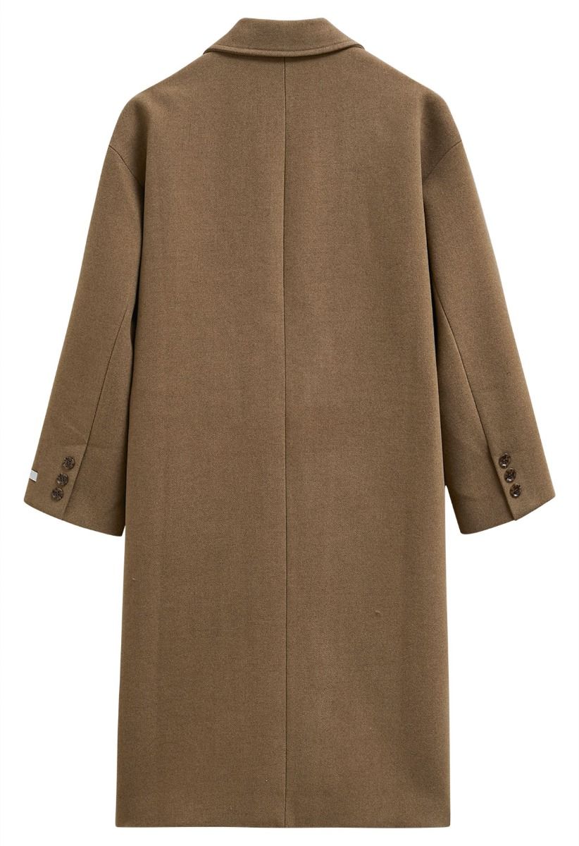 Timeless Trendy Double Breasted Longline Coat in Camel Retro Indie and Unique Fashion