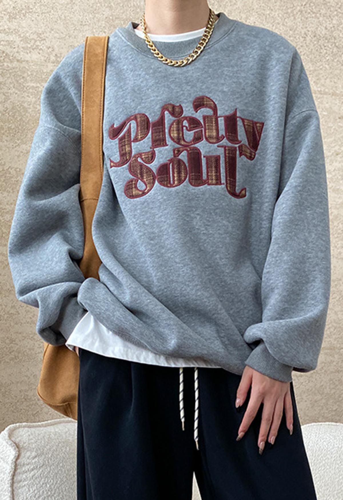 Pretty Soul Fleece-Lined Oversize Sweatshirt in Grey