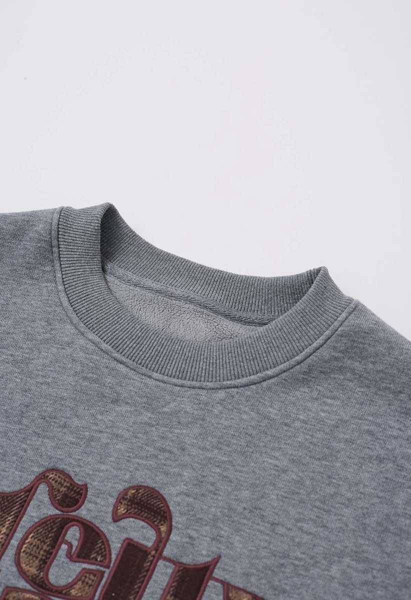 Pretty Soul Fleece-Lined Oversize Sweatshirt in Grey