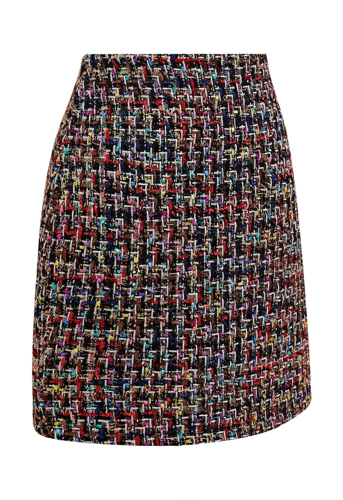 Confetti Tweed Metallic Mini Bud Skirt