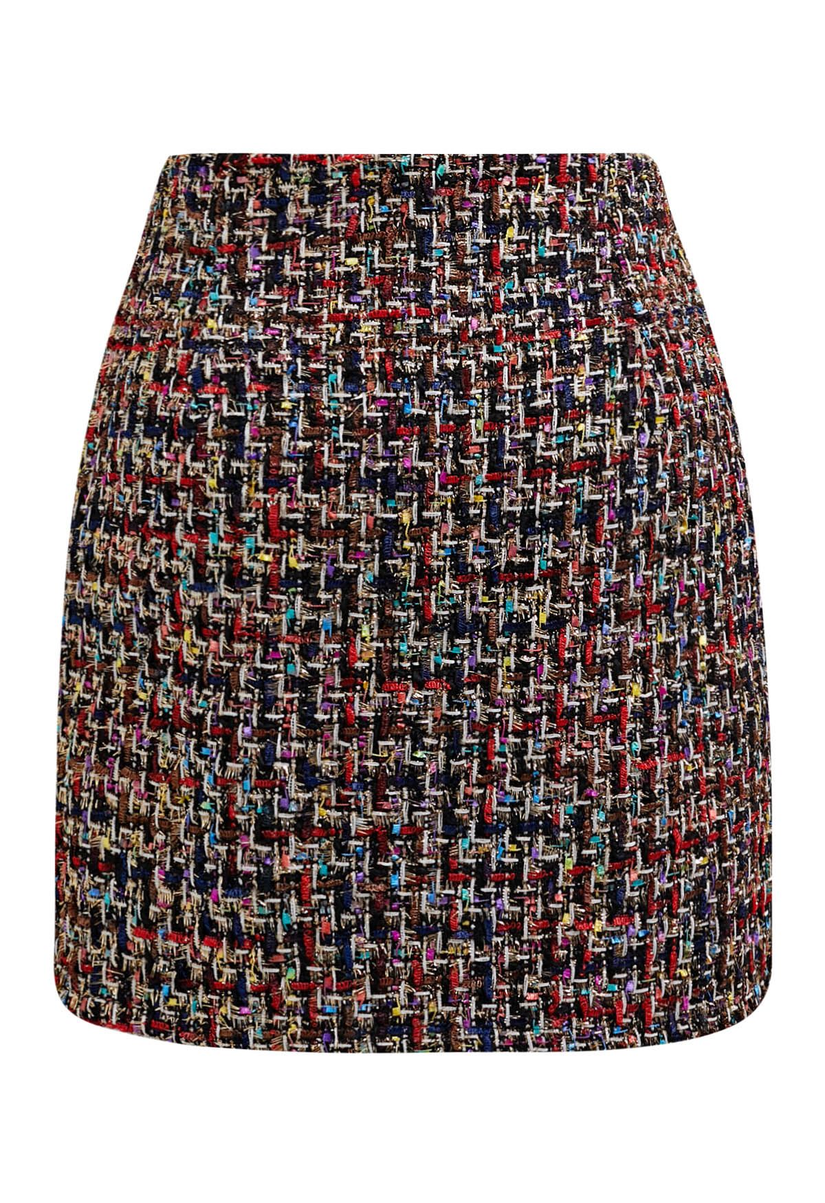 Confetti Tweed Metallic Mini Bud Skirt