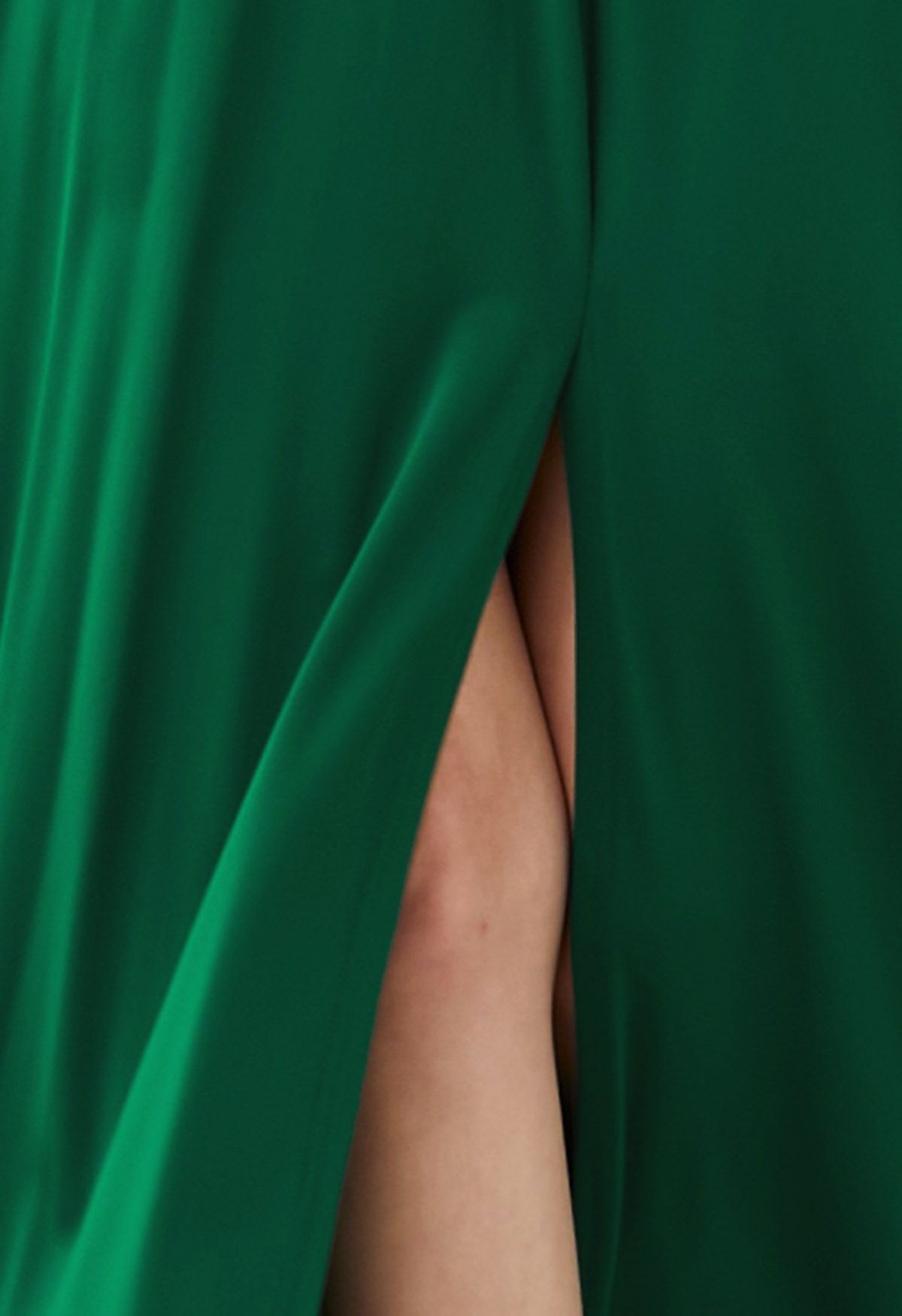 Deep V-Neck Front Split Maxi Gown in Green