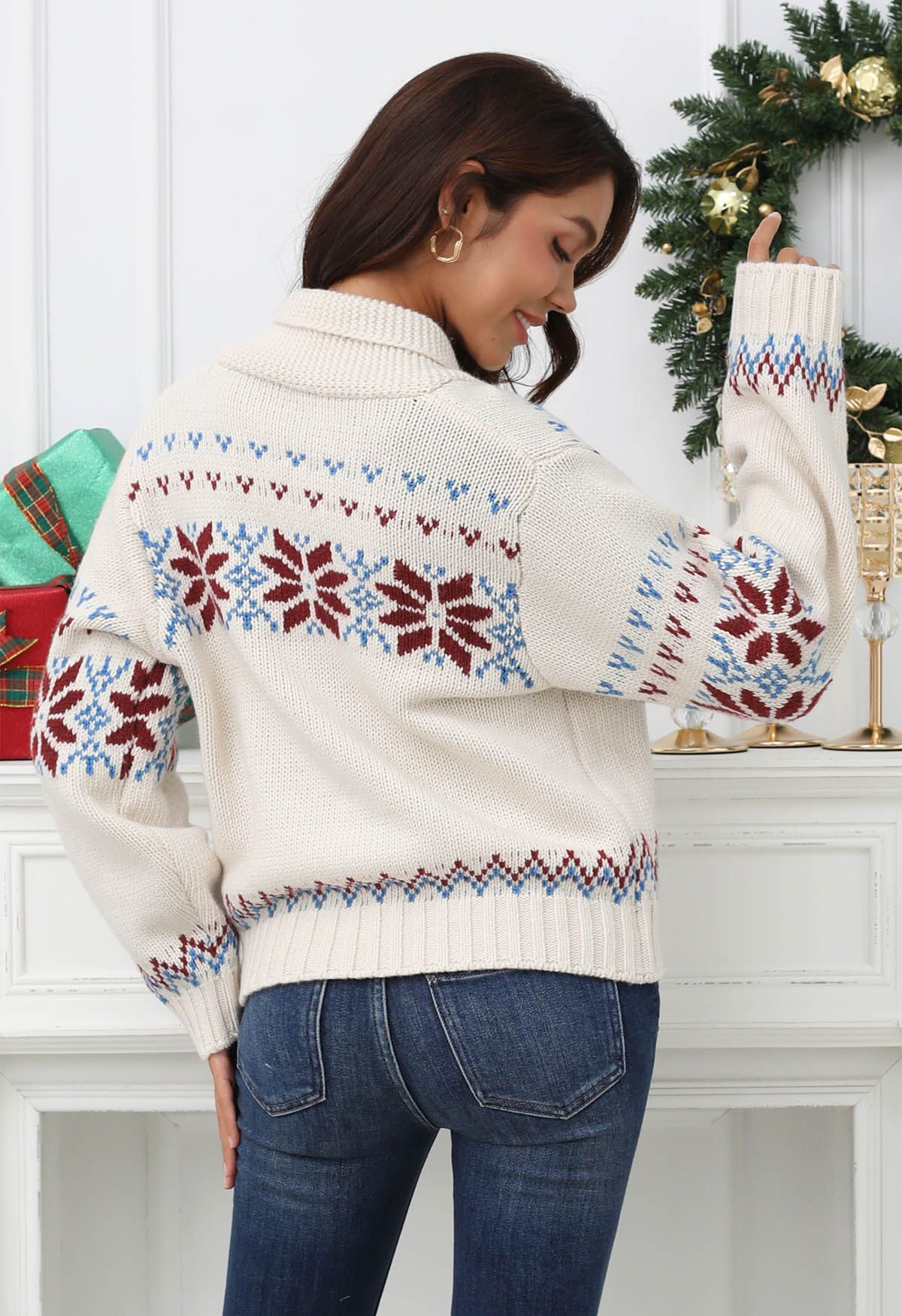 Lucky Elk Fair Isle Button Knit Cardigan