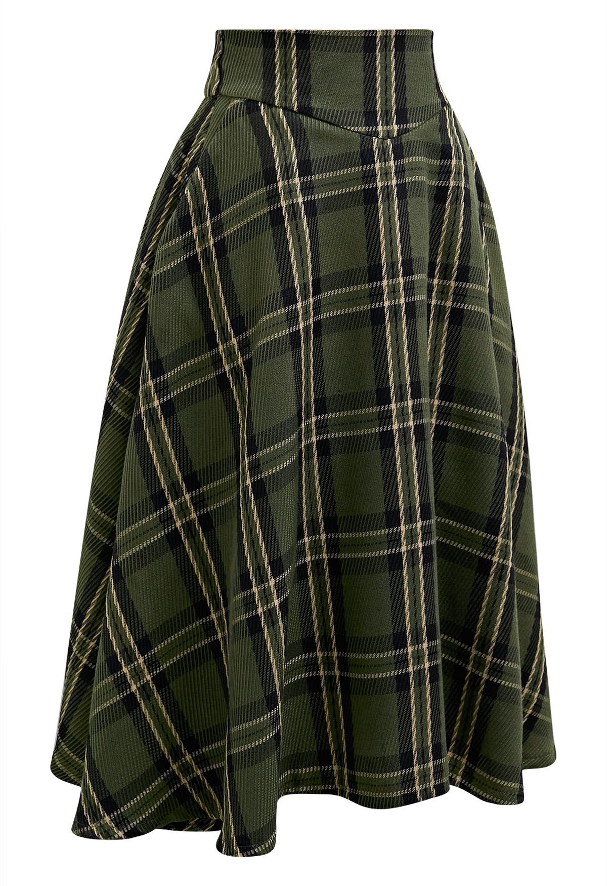 Power in Plaid A-Line Midi Skirt