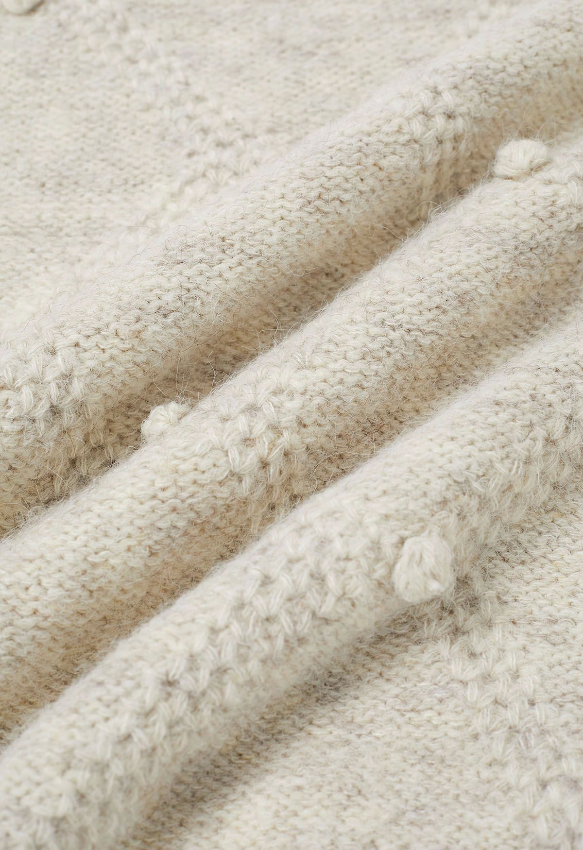 Diamond Pom-Pom Knit Sweater in Oatmeal