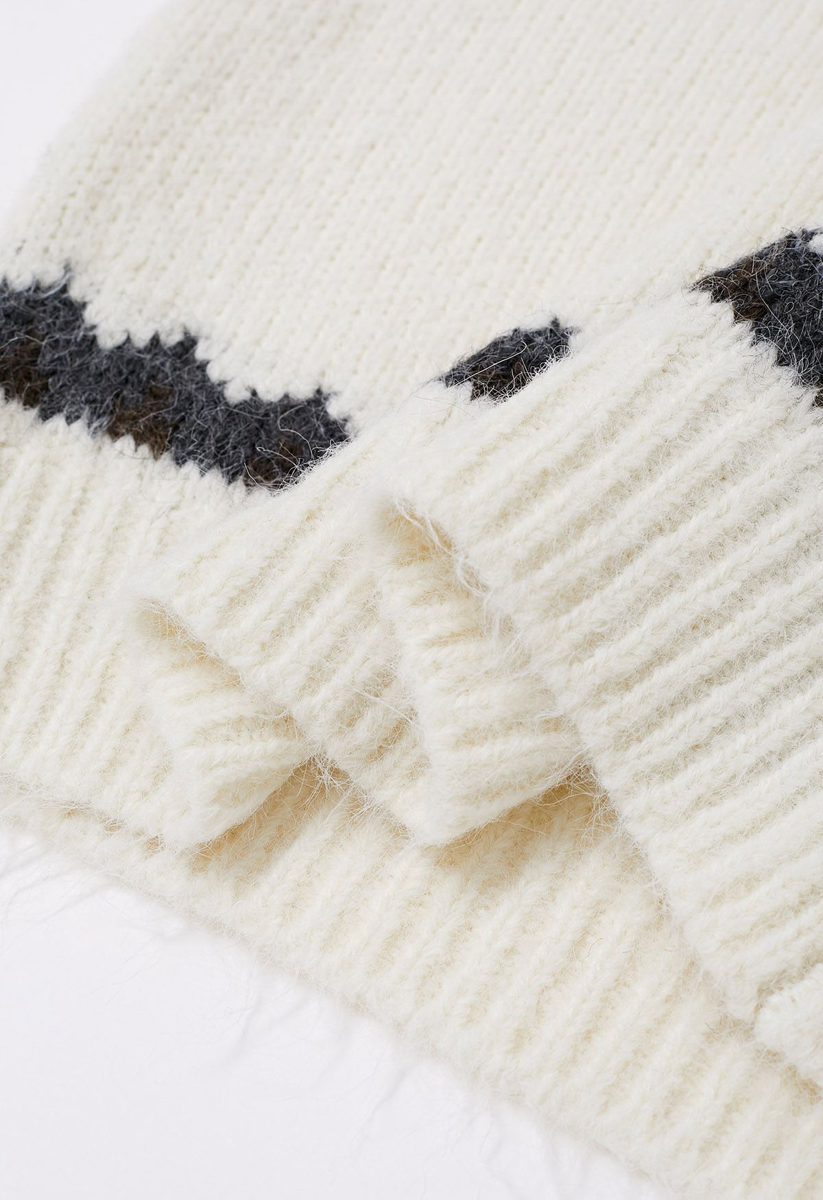 Alpine-Inspired Fair Isle Fuzzy Knit Sweater