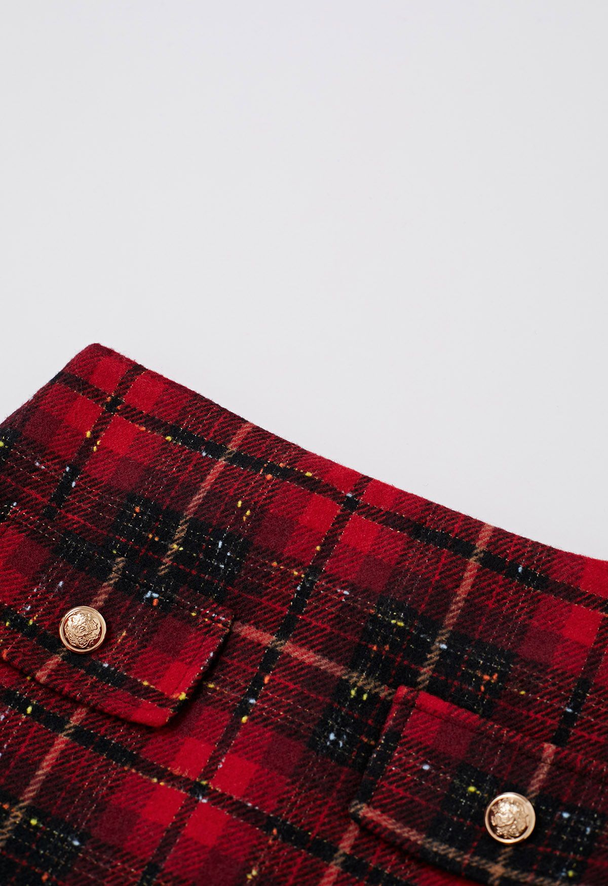 Flickering Plaid Mini Bud Skirt in Red