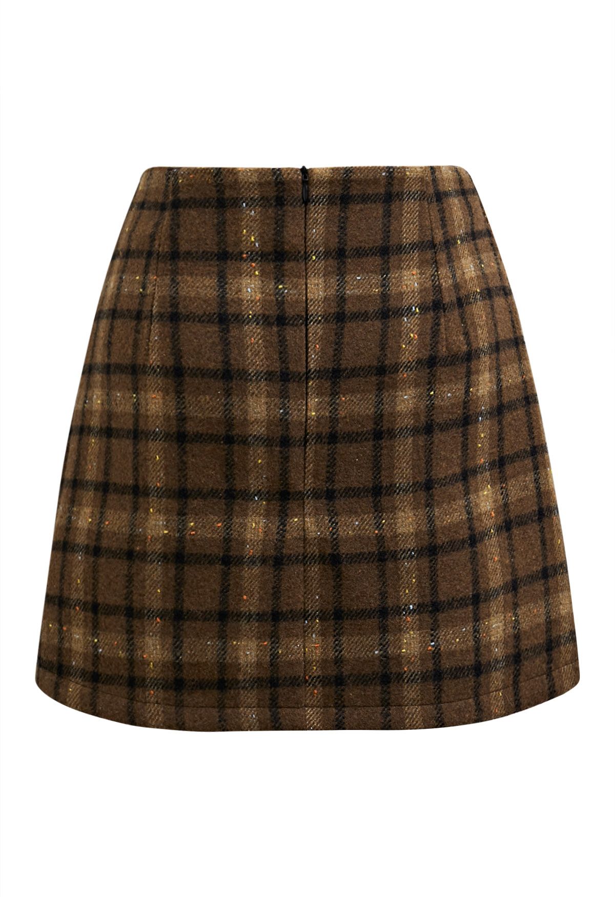 Flickering Plaid Mini Bud Skirt in Brown