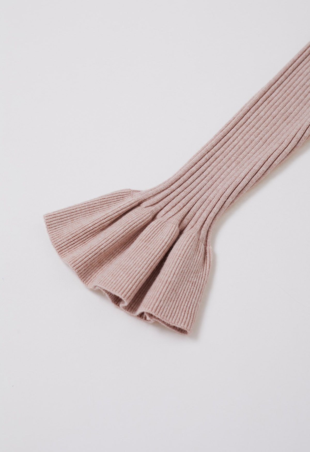 Ruffle Charm Tie Sash Ribbed Knit Dress in Dusty Pink