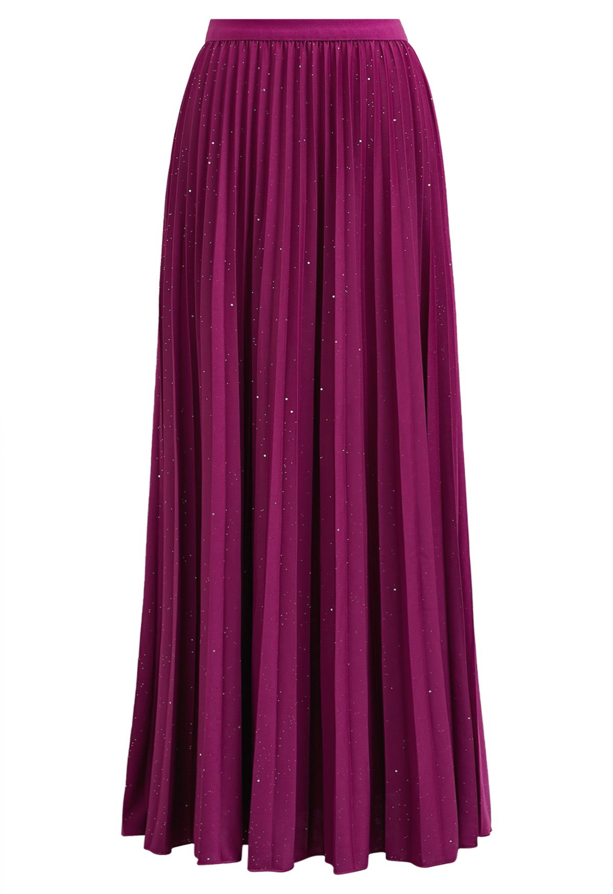 Twinkling Night Pleated Maxi Skirt in Magenta