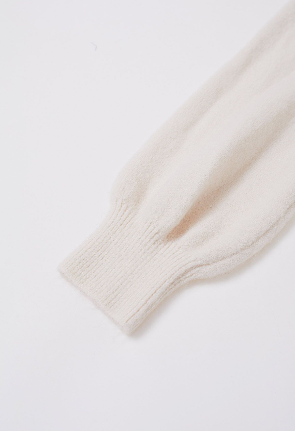 Bowknot-Trimmed Boat Neck Knit Sweater in Ivory