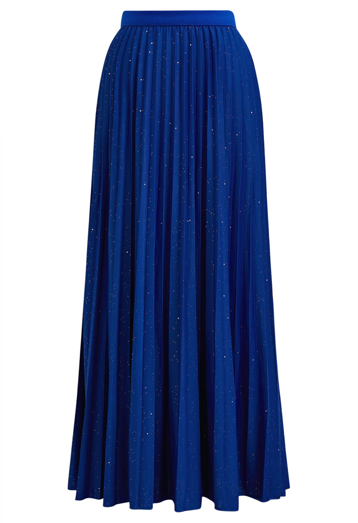 Twinkling Night Pleated Maxi Skirt in Indigo