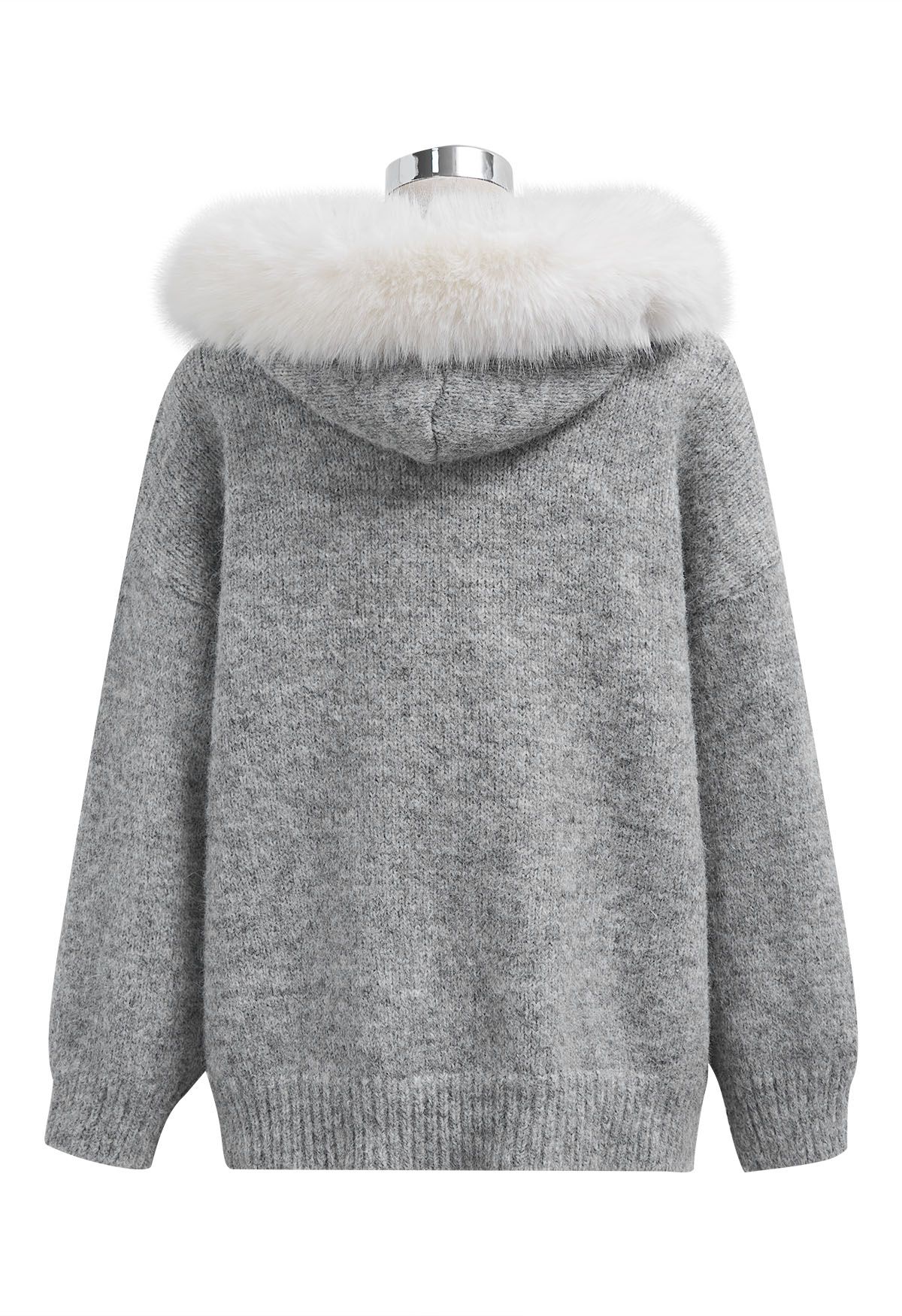 Faux fur hooded cardigan online