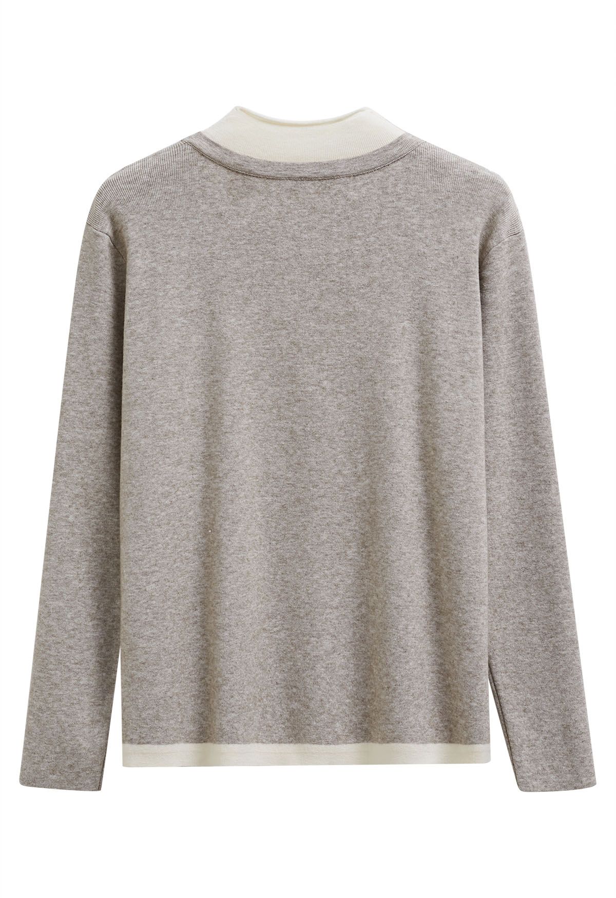 Mock Neck Fake Two-Piece Oversized Knit Top in Oatmeal