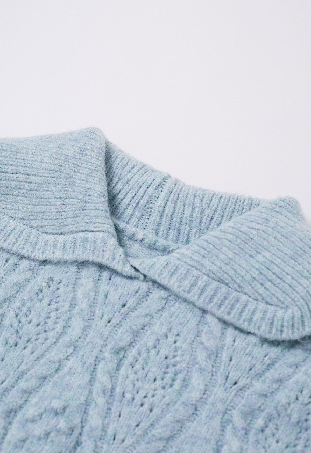 Embossed Dots Collared Knit Sweater in Light Blue