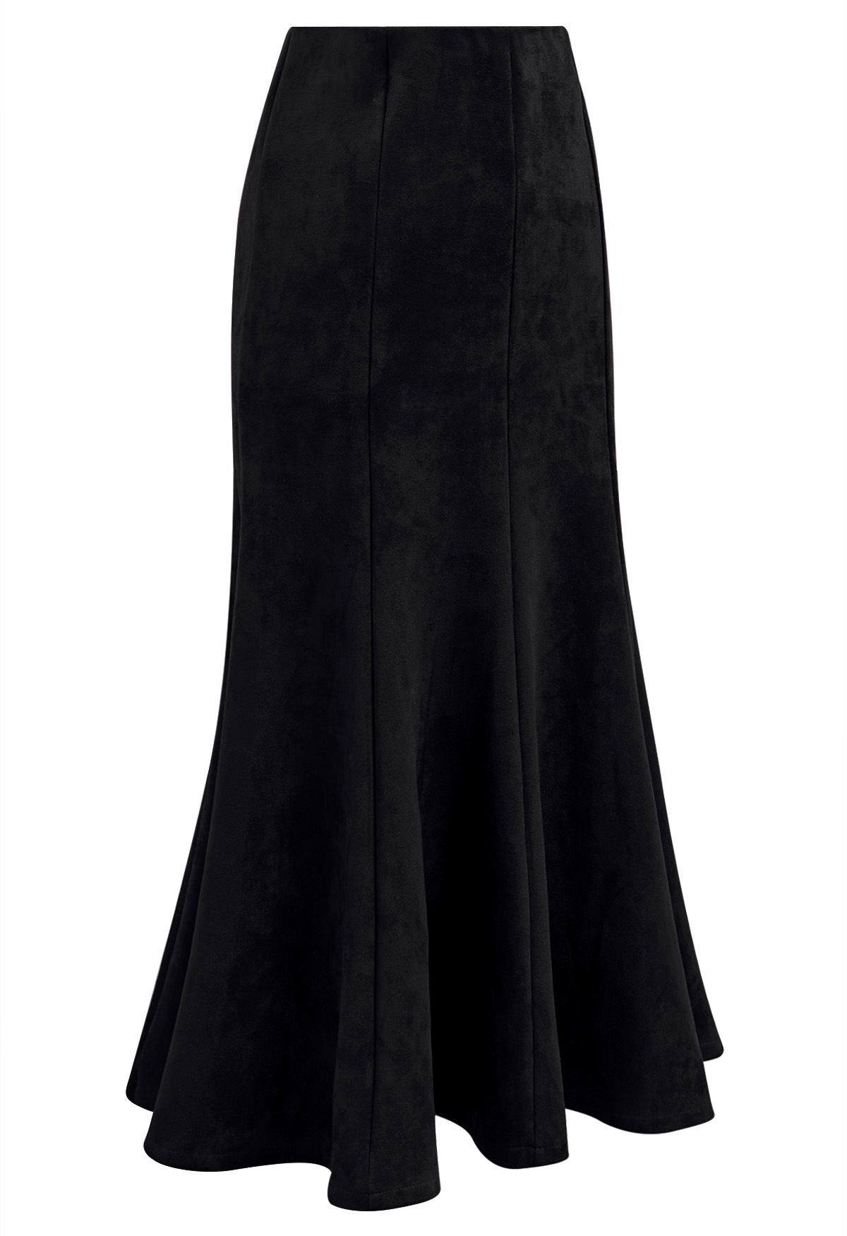 Seam Details Flare Midi Skirt in Black