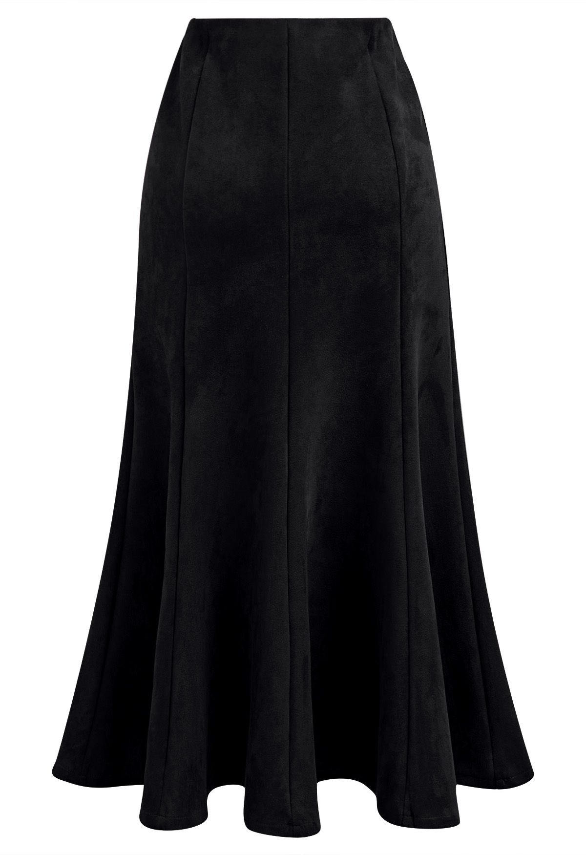 Seam Details Flare Midi Skirt in Black