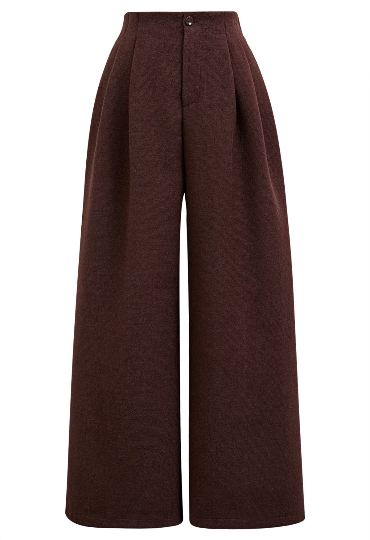 Side Pockets Pleats Wide-Legs Pants in Burgundy