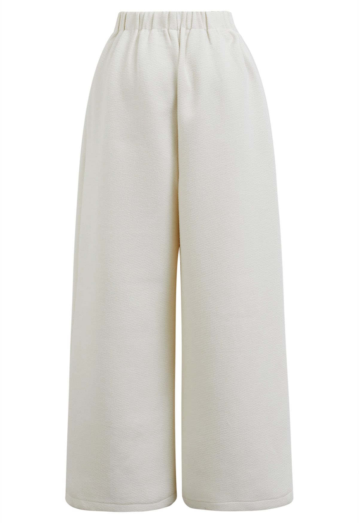 Side Pockets Pleats Wide-Legs Pants in Ivory